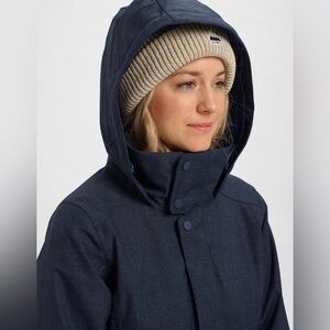 Burton XS Dark Navy Jet Set Jacket Hooded zip/snap vents insulated ski snowboard
